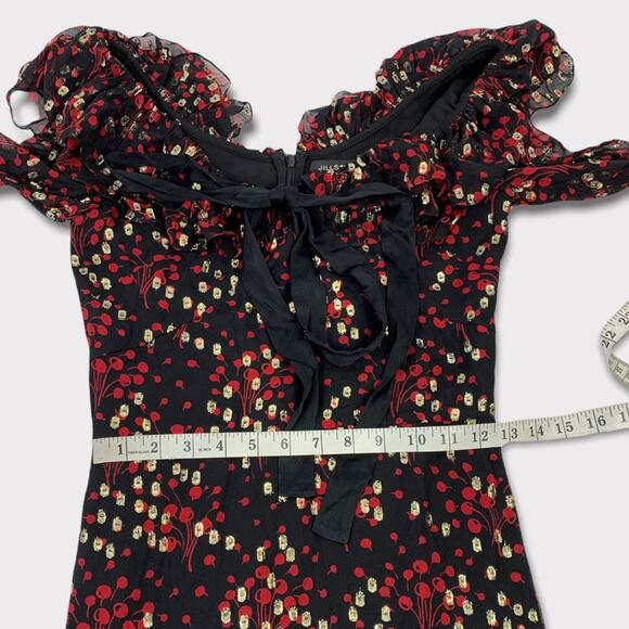 Jill Stuart Metallic Silk Flounce Long Sleeve Mini Dress Size 0 NEW - Picture 4 of 6